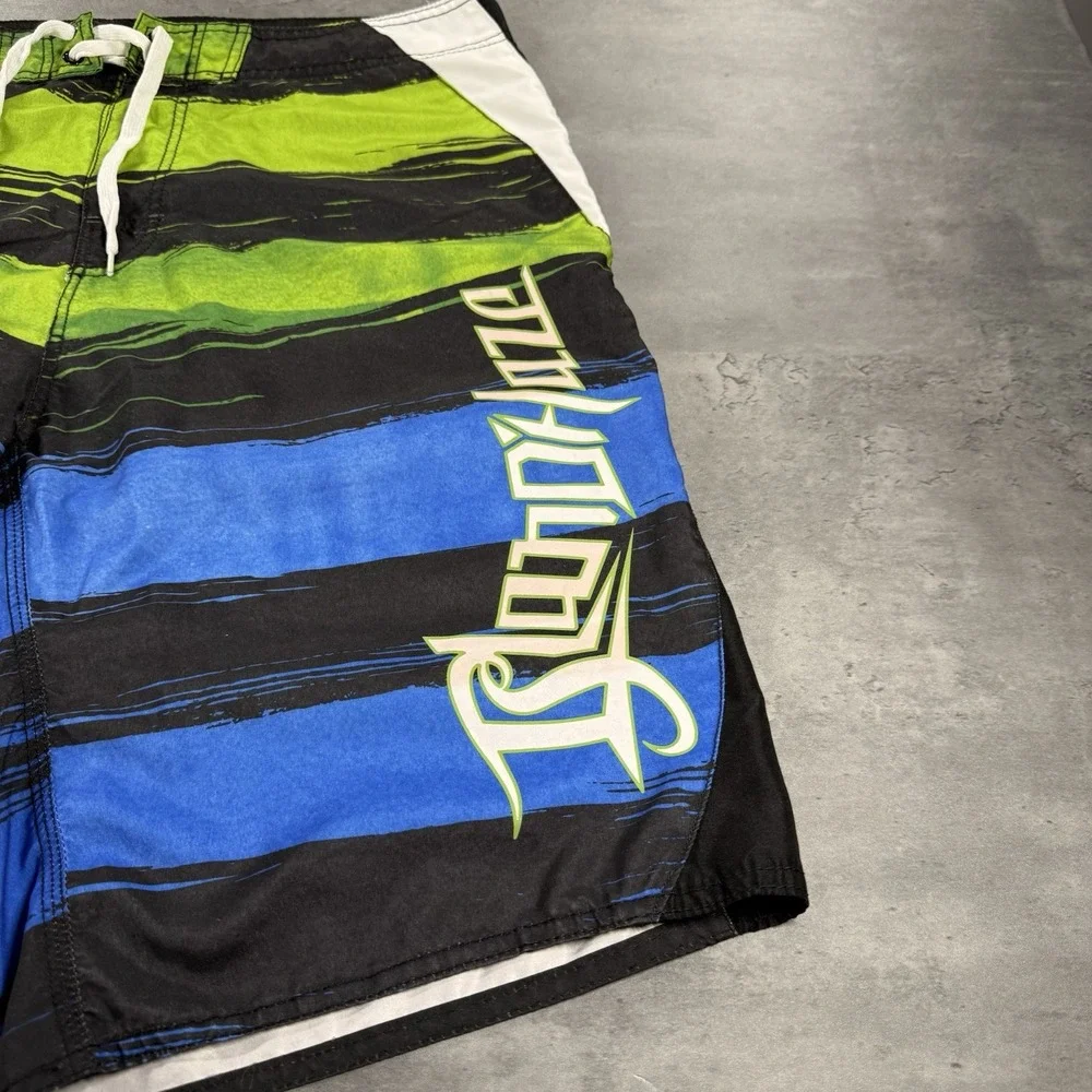 Southpole Bathing Suit Swim Trunk 36 Black Blue Green Surf Skate Y2K Board Short
